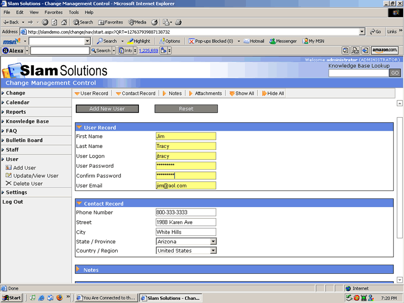 New Change Management User