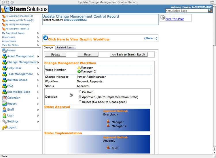 SLAM Change Managment Software - Change Find Form