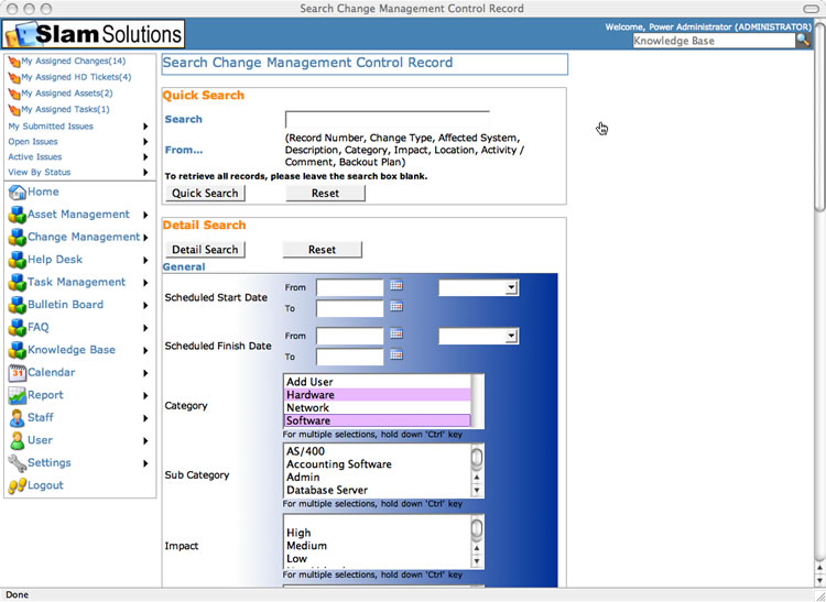 Change Management Find Form