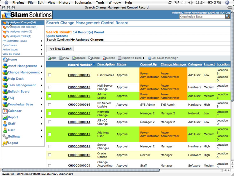 Quick LInks Active Change Requests