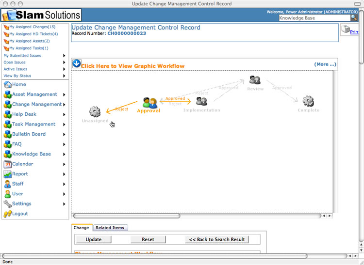 SLAM Change Managment Software - Change Find Form